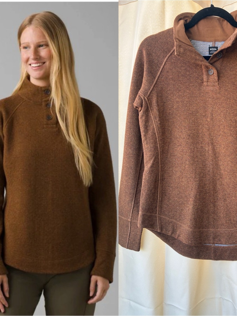 NWT PrAna Frozen Falls Sweater Size Small color Sepia
